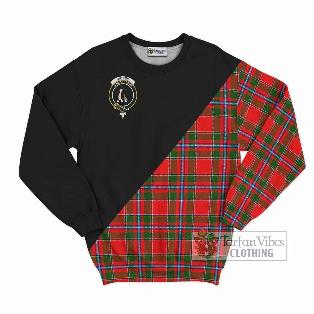 Butter Tartan Sweatshirt with Family Crest and Military Logo Style - Tartan Vibes Clothing
