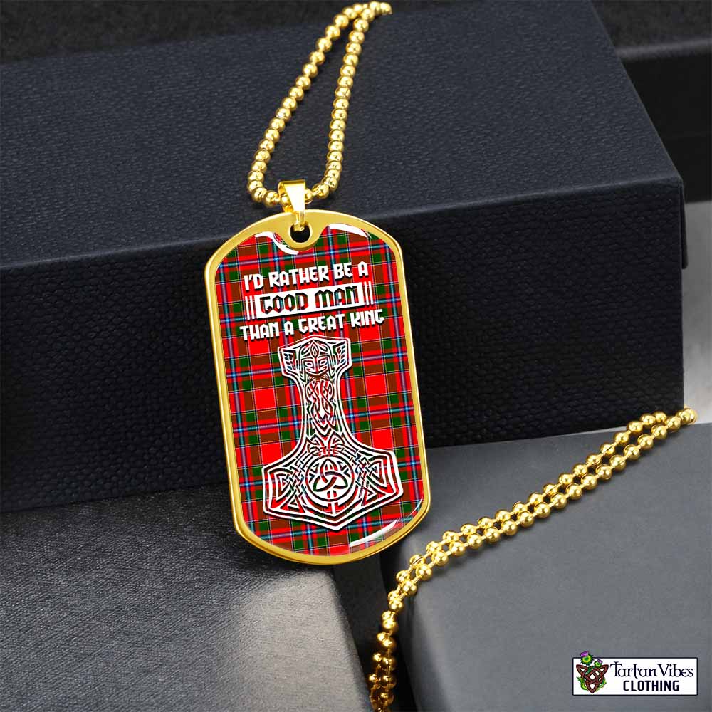 Butter Tartan Dog Tag Necklace Viking Mjolnir Style Gold No - Tartan Vibes Clothing