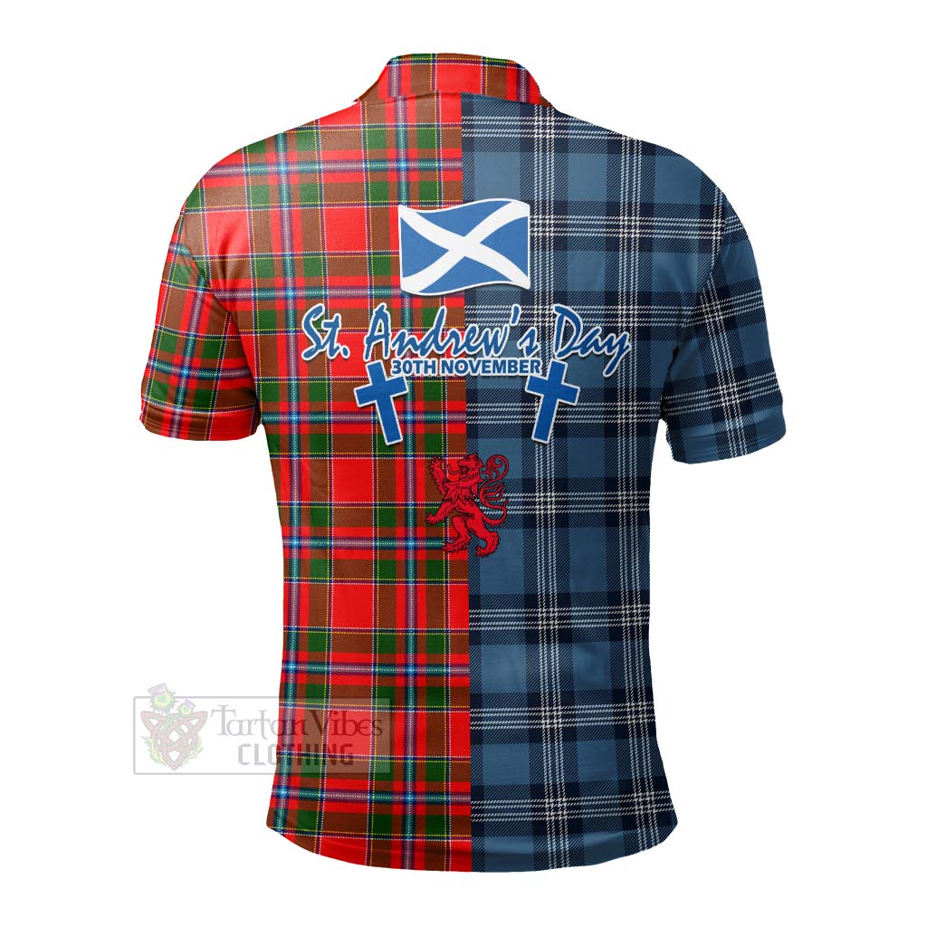 Butter Tartan Polo Shirt Happy St. Andrew's Day Half Tartan Style - Tartan Vibes Clothing