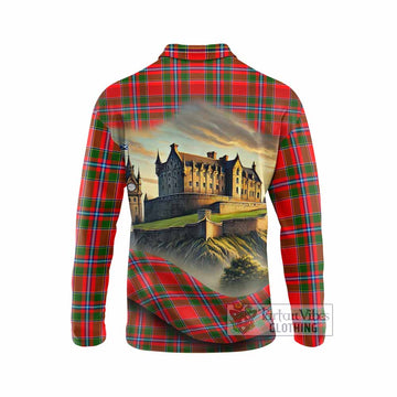Butter Tartan Family Crest Long Sleeve Polo Shirt with Scottish Ancient Castle Style - Tartan Vibes Clothing
