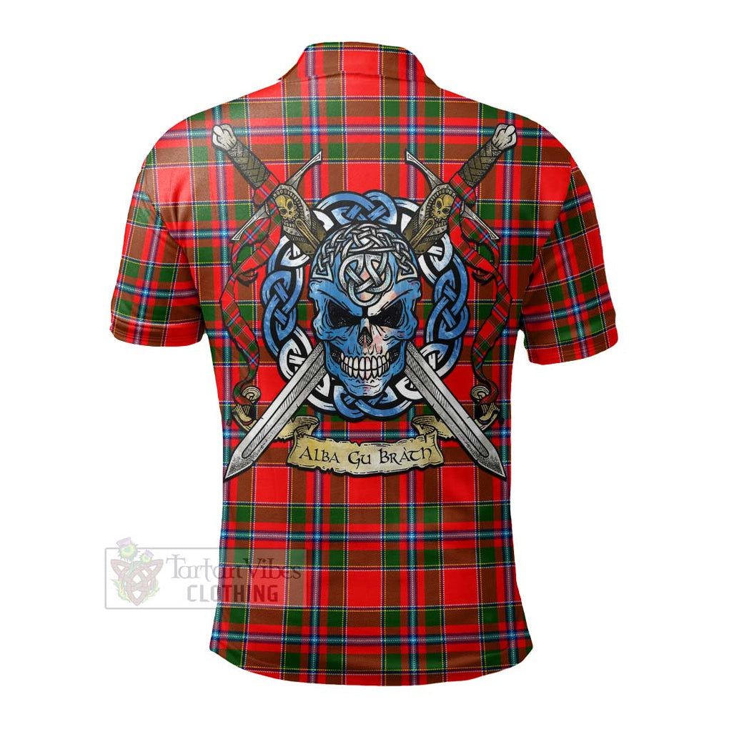 Butter Tartan Polo Shirt with Family Crest Celtic Skull Style - Tartan Vibes Clothing