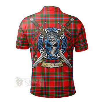 Butter Tartan Polo Shirt with Family Crest Celtic Skull Style - Tartan Vibes Clothing