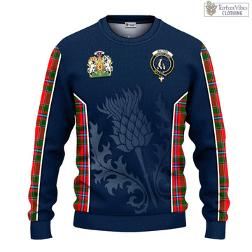 Butter Tartan Knitted Sweatshirt with Family Crest and Scottish Thistle Vibes Sport Style - Tartan Vibes Clothing