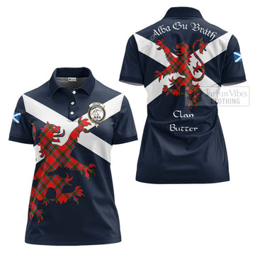 Butter Tartan Lion Rampant Women's Polo Shirt Proudly Display Your Heritage with Alba Gu Brath and Clan Name - Tartan Vibes Clothing