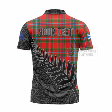 Butter Crest Tartan Zipper Polo Shirt with New Zealand Silver Fern Half Style - Tartan Vibes Clothing