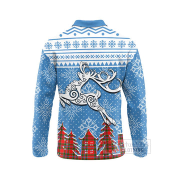Butter Clan Christmas Long Sleeve Polo Shirt Celtic Reindeer Style - Tartan Vibes Clothing
