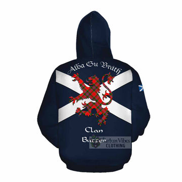 Butter Tartan Lion Rampant Cotton Hoodie Proudly Display Your Heritage with Alba Gu Brath and Clan Name Pullover Hoodie - Tartan Vibes Clothing