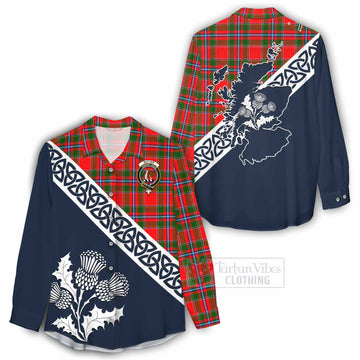 Butter Tartan Women's Casual Shirt Featuring Thistle and Scotland Map - Tartan Vibes Clothing