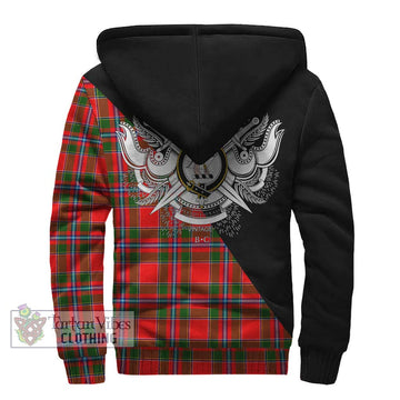 Butter Tartan Sherpa Hoodie with Family Crest and Military Logo Style - Tartan Vibes Clothing
