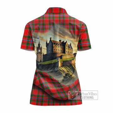 Butter Tartan Family Crest Women's Polo Shirt with Scottish Ancient Castle Style - Tartan Vibes Clothing