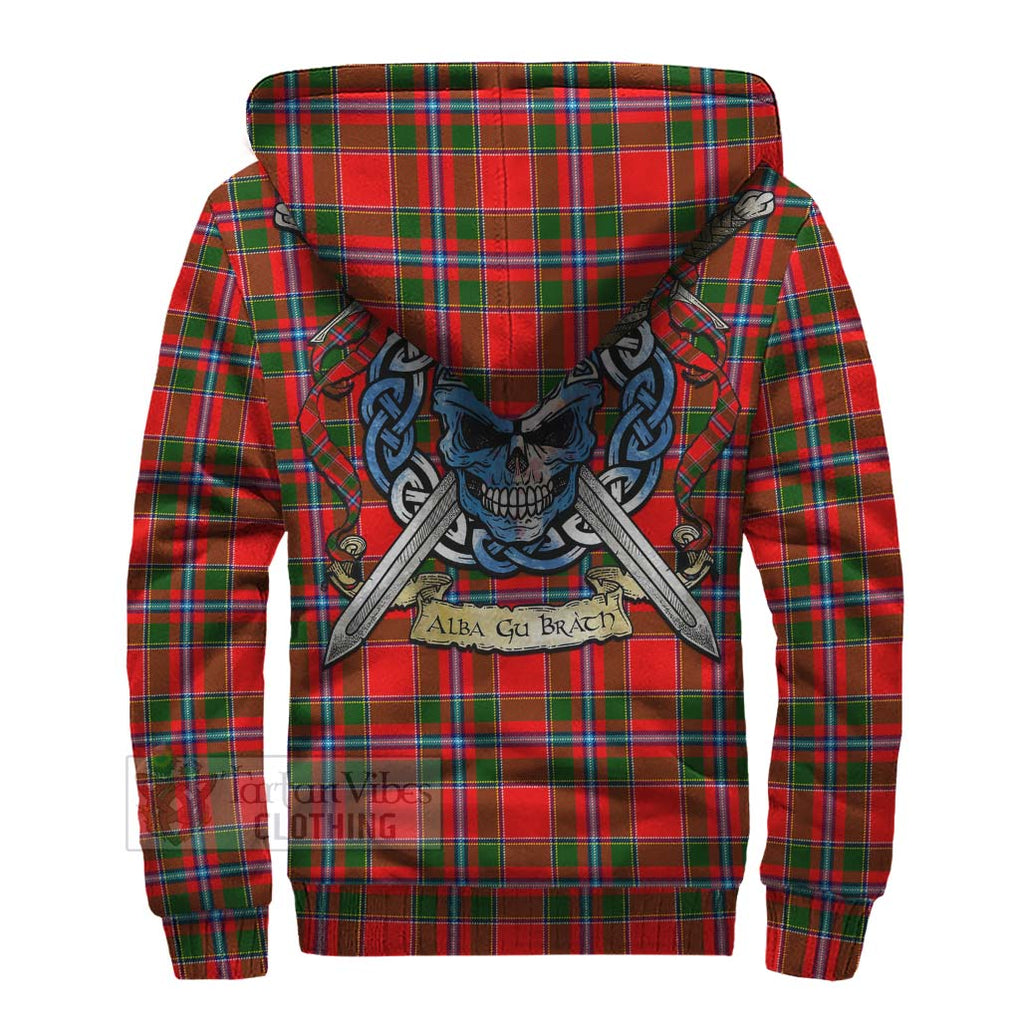 Butter Tartan Sherpa Hoodie with Family Crest Celtic Skull Style - Tartan Vibes Clothing