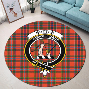 Butter Tartan Round Rug with Family Crest - Tartan Vibes Clothing
