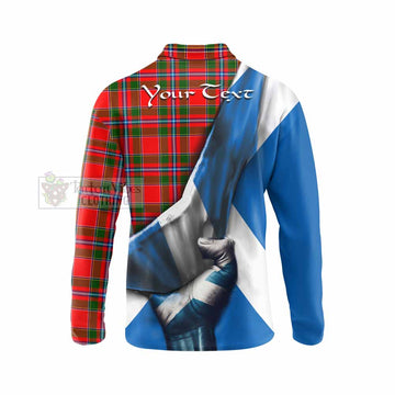 Butter Tartan Long Sleeve Polo Shirt with Family Crest Scotland Patriotic Style - Tartan Vibes Clothing