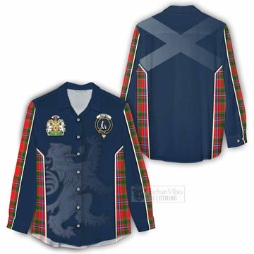 Butter Tartan Women's Casual Shirt with Family Crest and Lion Rampant Vibes Sport Style - Tartan Vibes Clothing