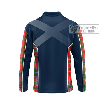 Butter Tartan Long Sleeve Polo Shirt with Family Crest and Lion Rampant Vibes Sport Style - Tartan Vibes Clothing