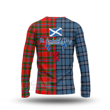 Butter Tartan Long Sleeve T-Shirt Happy St. Andrew's Day Half Tartan Style - Tartan Vibes Clothing