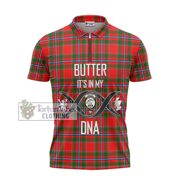 Butter Tartan Zipper Polo Shirt with Family Crest DNA In Me Style - Tartan Vibes Clothing