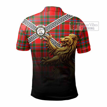 Butter Crest Tartan Polo Shirt with Golden Lion Emblem Celtic Style - Tartan Vibes Clothing