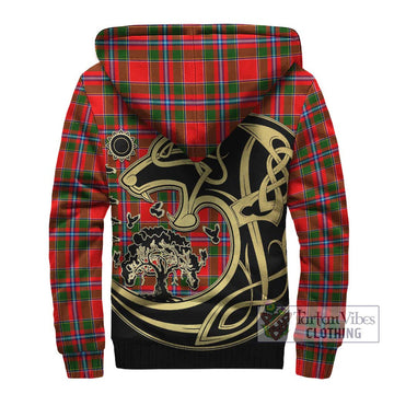 Butter Tartan Sherpa Hoodie with Family Crest Celtic Wolf Style - Tartan Vibes Clothing