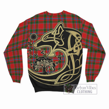 Butter Tartan Sweatshirt with Family Crest Celtic Wolf Style - Tartan Vibes Clothing