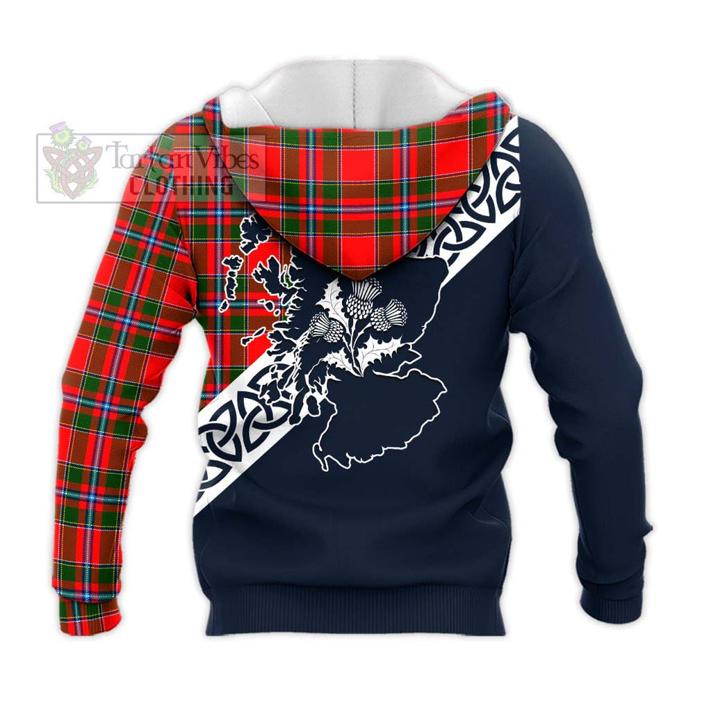 Butter Tartan Knitted Hoodie Featuring Thistle and Scotland Map - Tartan Vibes Clothing
