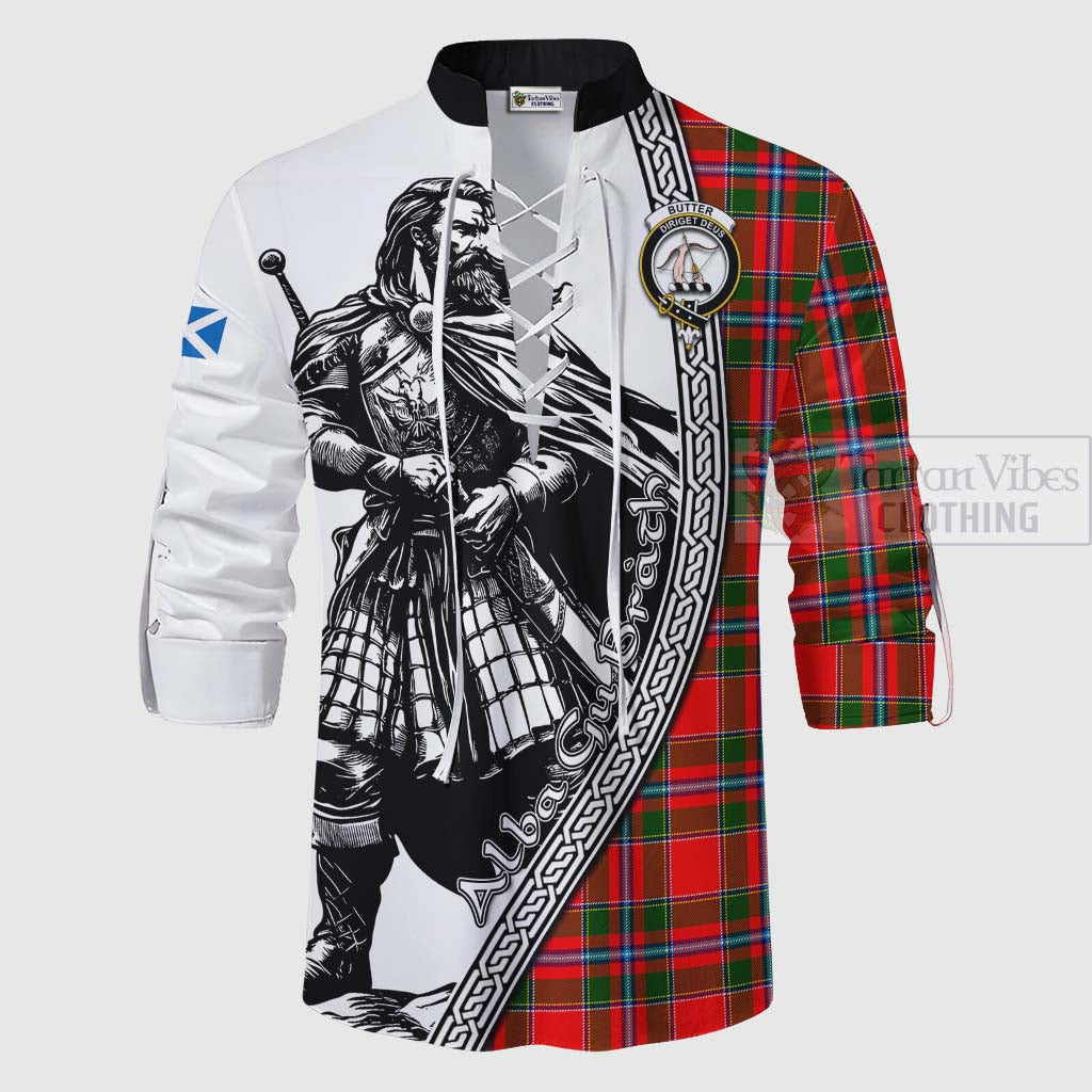 Butter Tartan Clan Crest Ghillie Kilt Shirt with Highlander Warrior Celtic Style - Tartan Vibes Clothing