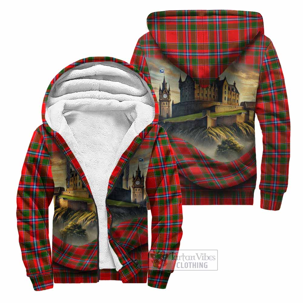 Butter Tartan Family Crest Sherpa Hoodie with Scottish Ancient Castle Style Unisex - Tartan Vibes Clothing
