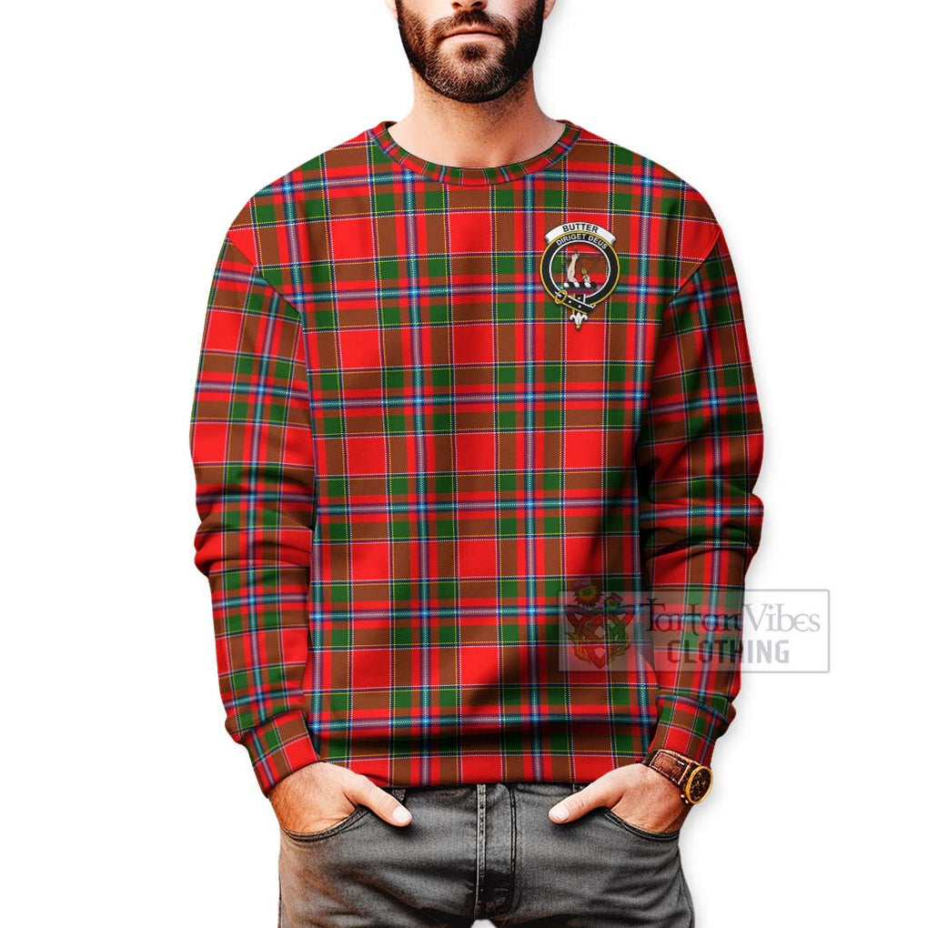 Butter Tartan Sweatshirt with Family Crest Celtic Skull Style - Tartan Vibes Clothing