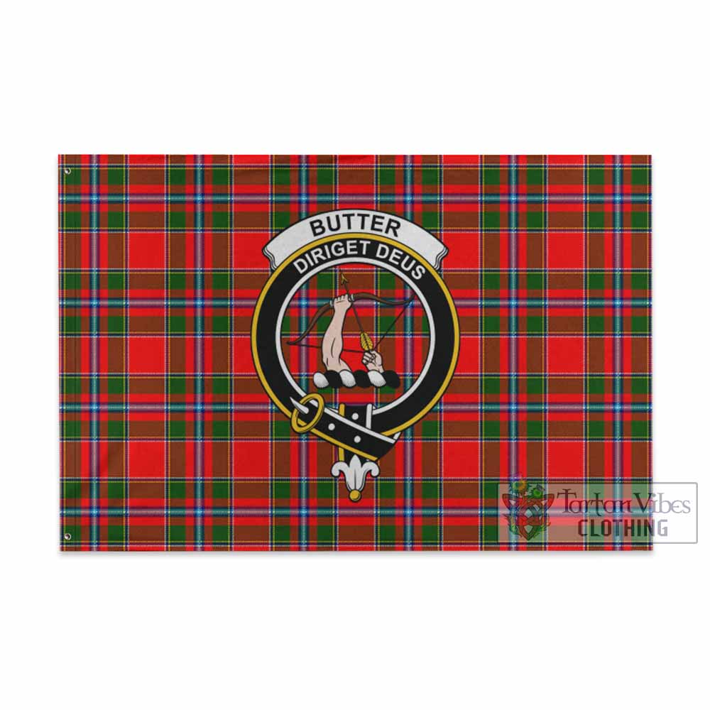 Tartan Vibes Clothing Butter Tartan House Flag with Family Crest