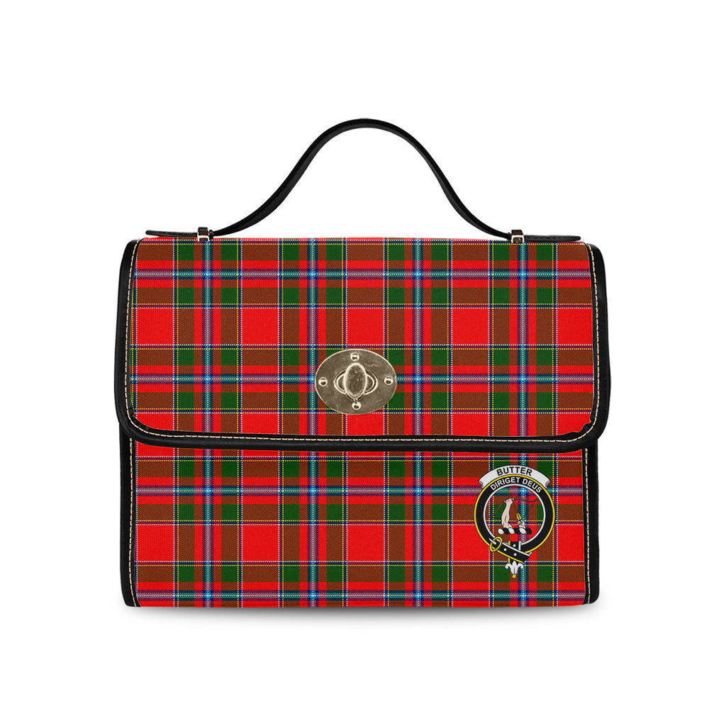 Butter Tartan Leather Strap Waterproof Canvas Bag with Family Crest