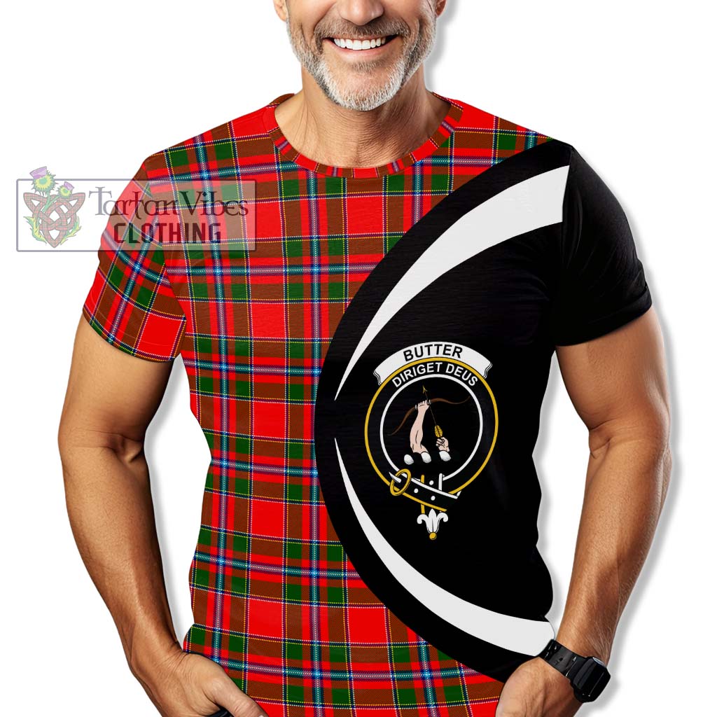 Butter Tartan T-Shirt with Family Crest Circle Style - Tartan Vibes Clothing
