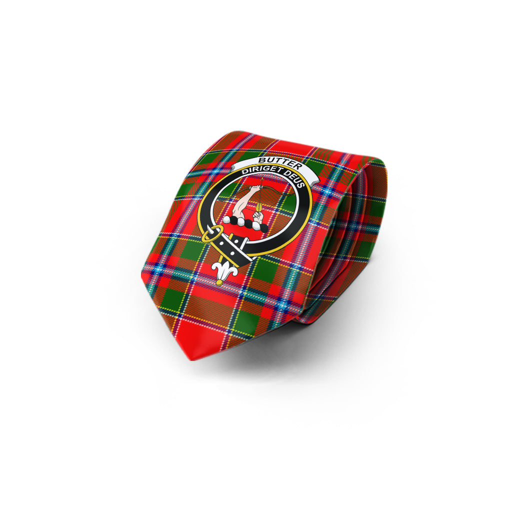 Butter Tartan Classic Necktie with Family Crest - Tartan Vibes Clothing