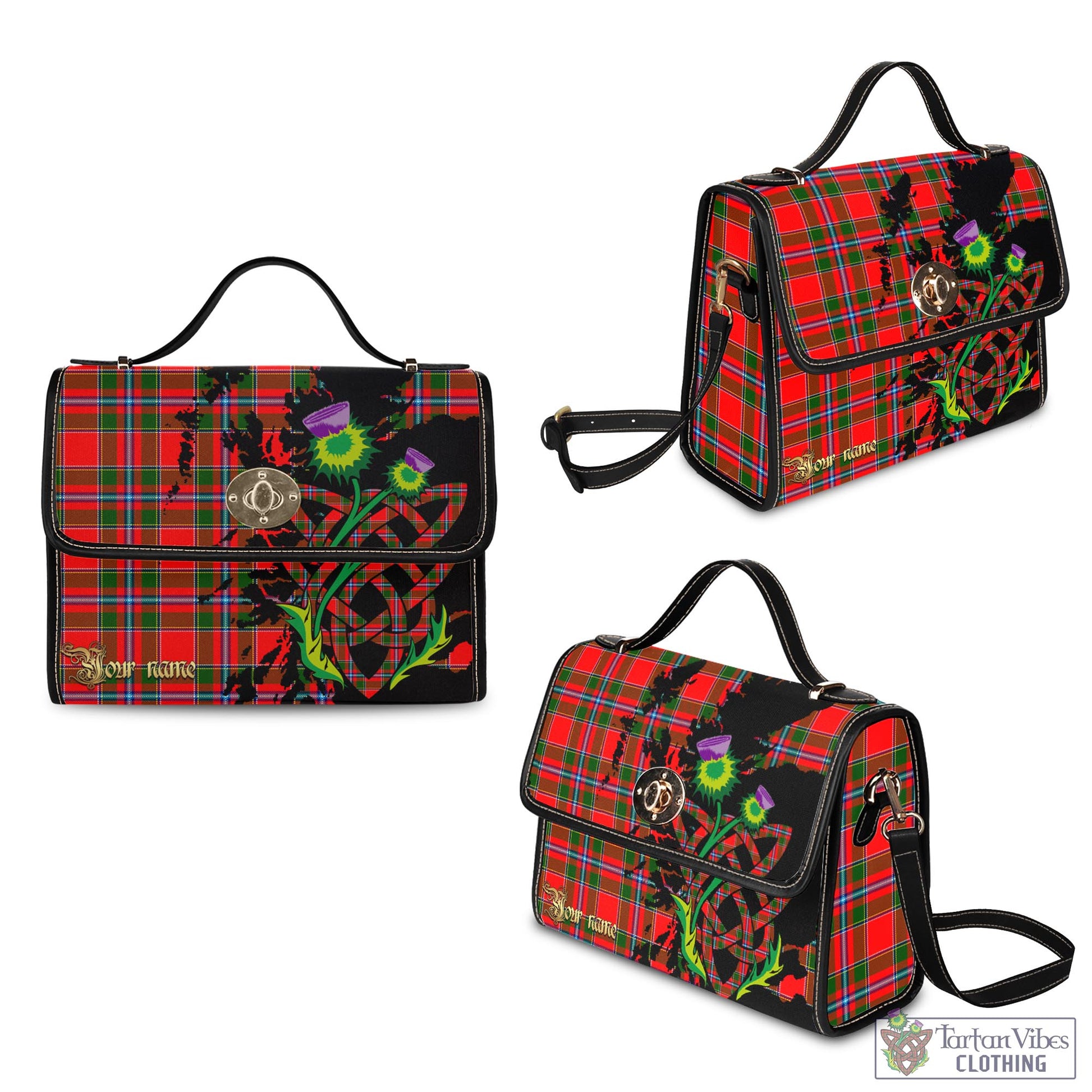 Tartan Vibes Clothing Butter Tartan Waterproof Canvas Bag with Scotland Map and Thistle Celtic Accents