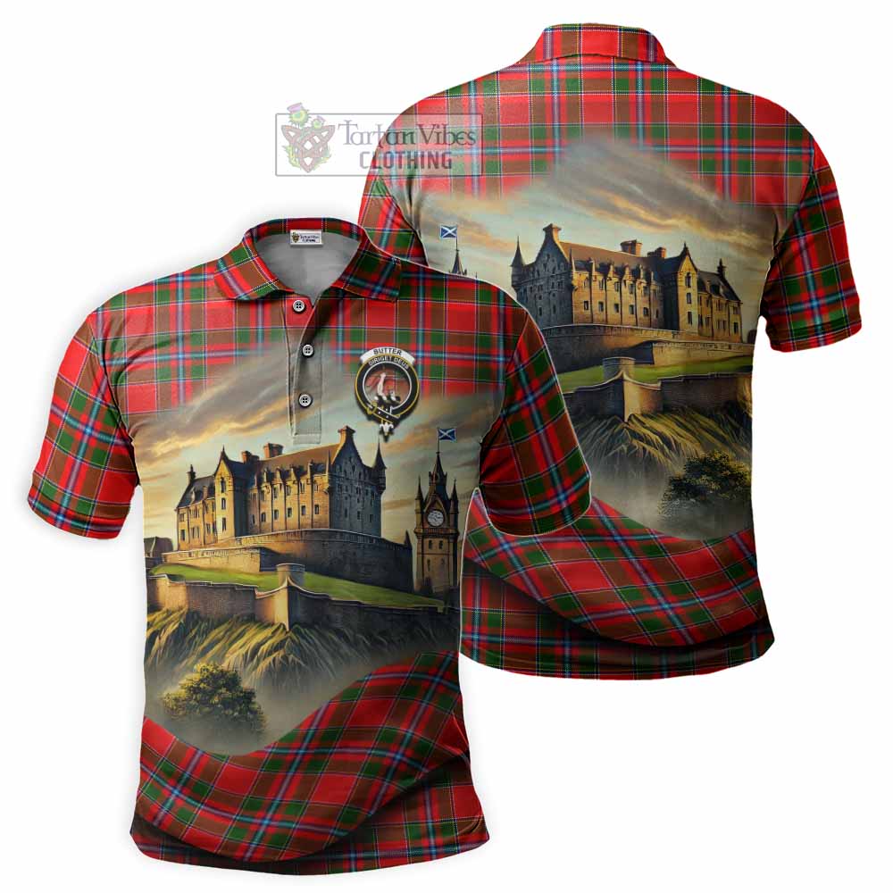 Butter Tartan Family Crest Polo Shirt with Scottish Ancient Castle Style - Tartan Vibes Clothing