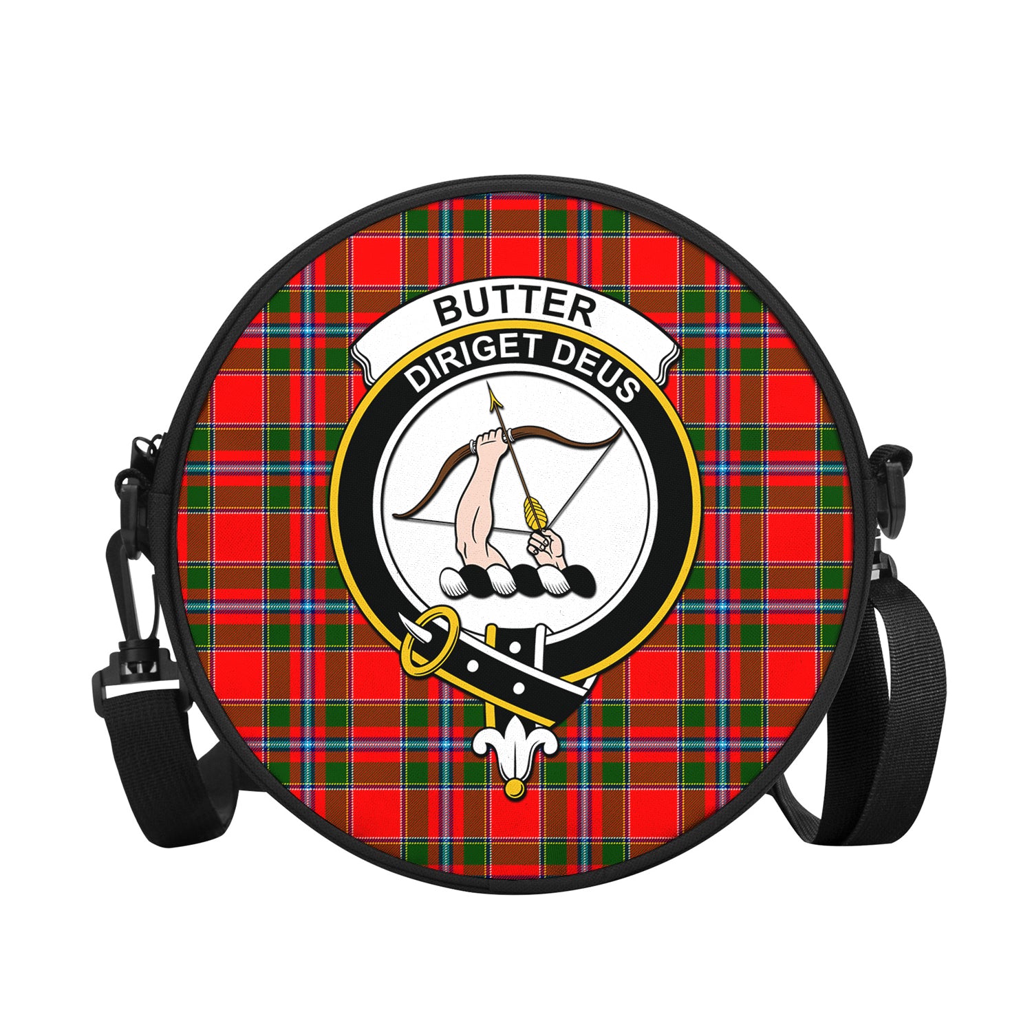 Butter Tartan Round Satchel Bags with Family Crest - Tartan Vibes Clothing