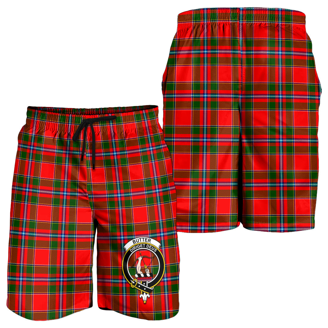 Butter Tartan Mens Shorts with Family Crest - Tartan Vibes Clothing