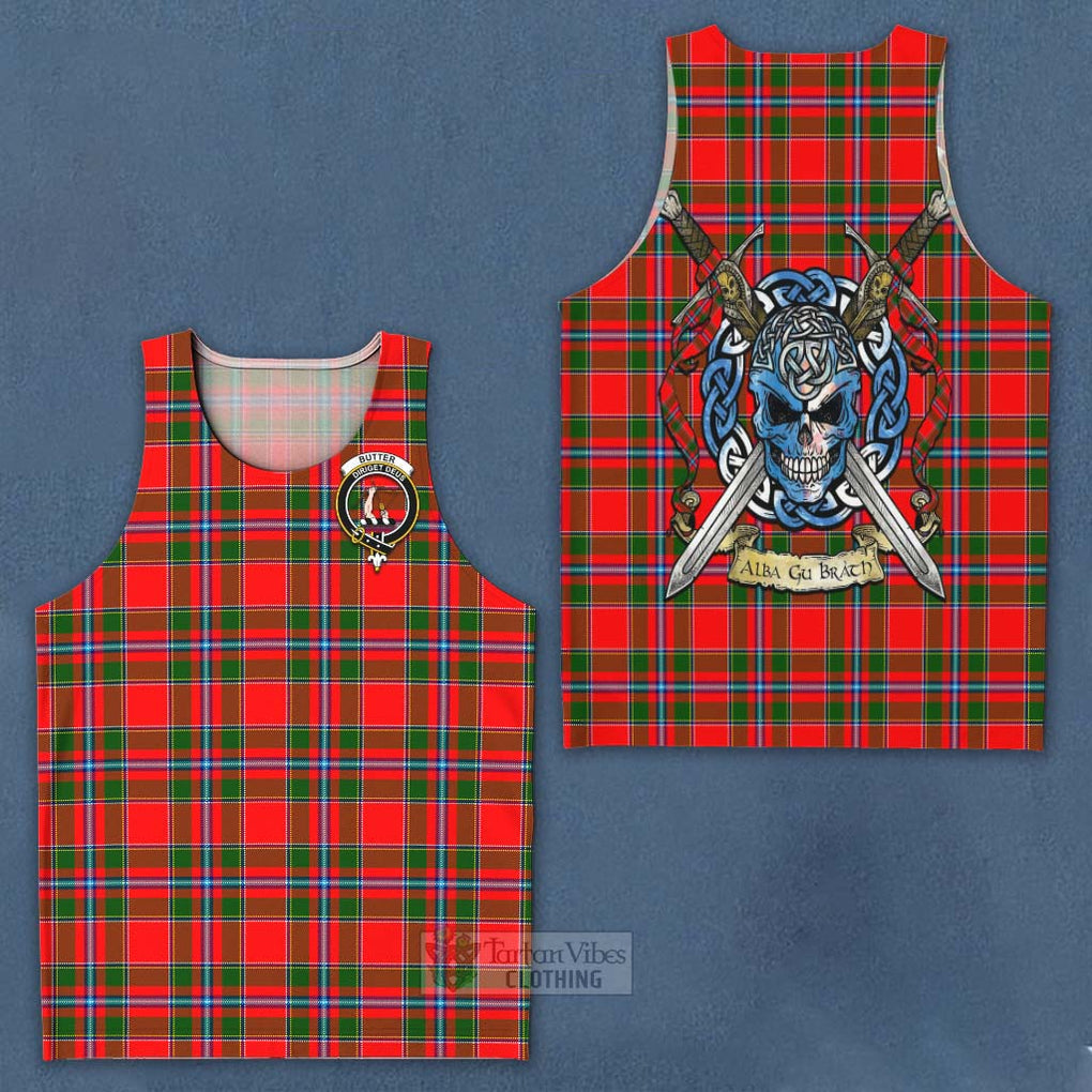 Butter Tartan Men's Tank Top with Family Crest Celtic Skull Style - Tartan Vibes Clothing