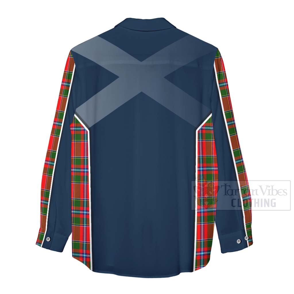 Tartan Vibes Clothing Butter Tartan Women's Casual Shirt with Family Crest and Scottish Thistle Vibes Sport Style