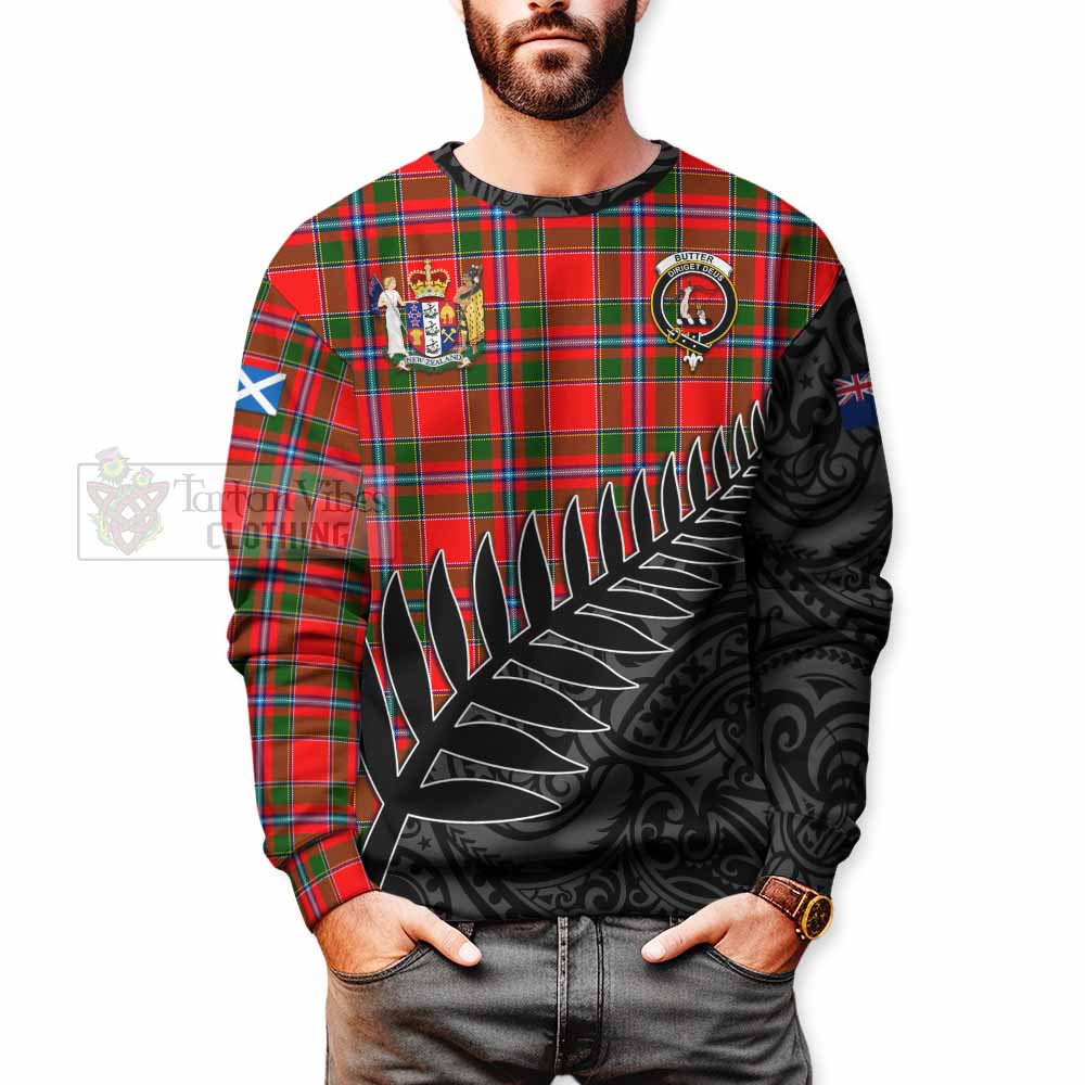 Butter Crest Tartan Sweatshirt with New Zealand Silver Fern Half Style - Tartan Vibes Clothing