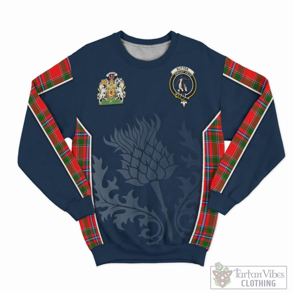 Butter Tartan Sweatshirt with Family Crest and Scottish Thistle Vibes Sport Style - Tartan Vibes Clothing