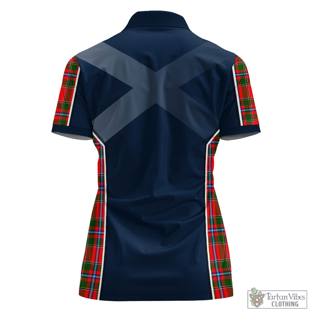 Tartan Vibes Clothing Butter Tartan Women's Polo Shirt with Family Crest and Scottish Thistle Vibes Sport Style