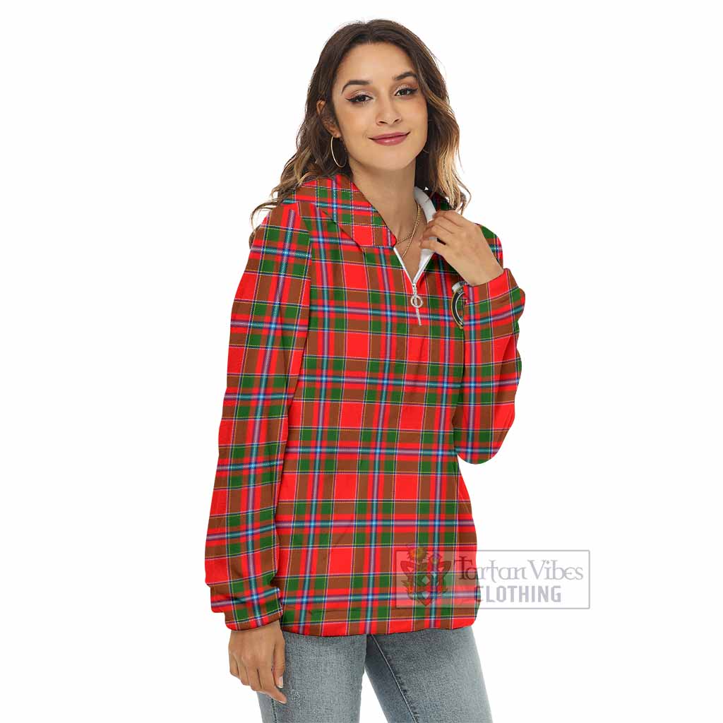 Butter Tartan Women's Borg Fleece Hoodie with Half Zip with Family Crest - Tartan Vibes Clothing