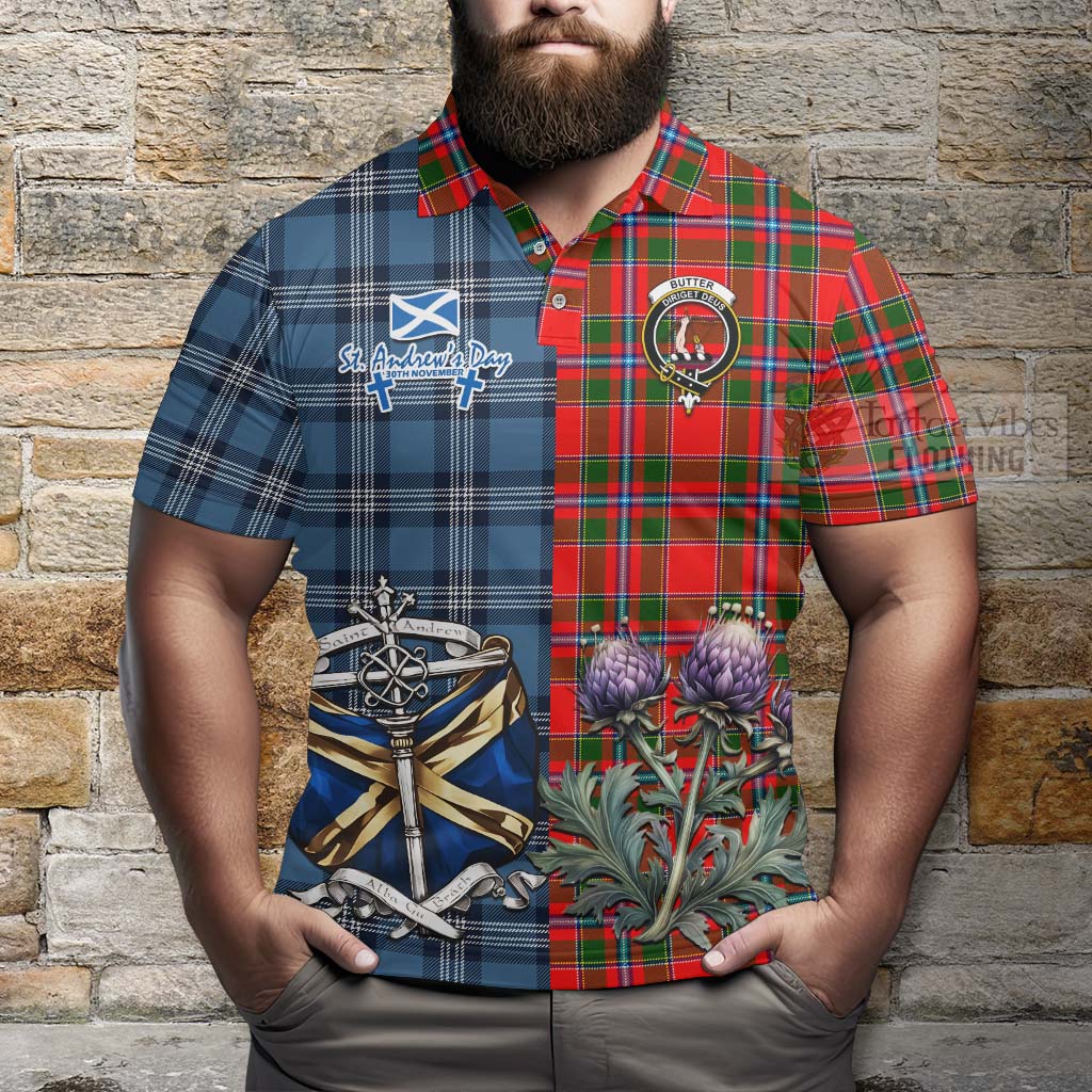 Butter Tartan Polo Shirt Happy St. Andrew's Day Half Tartan Style - Tartan Vibes Clothing