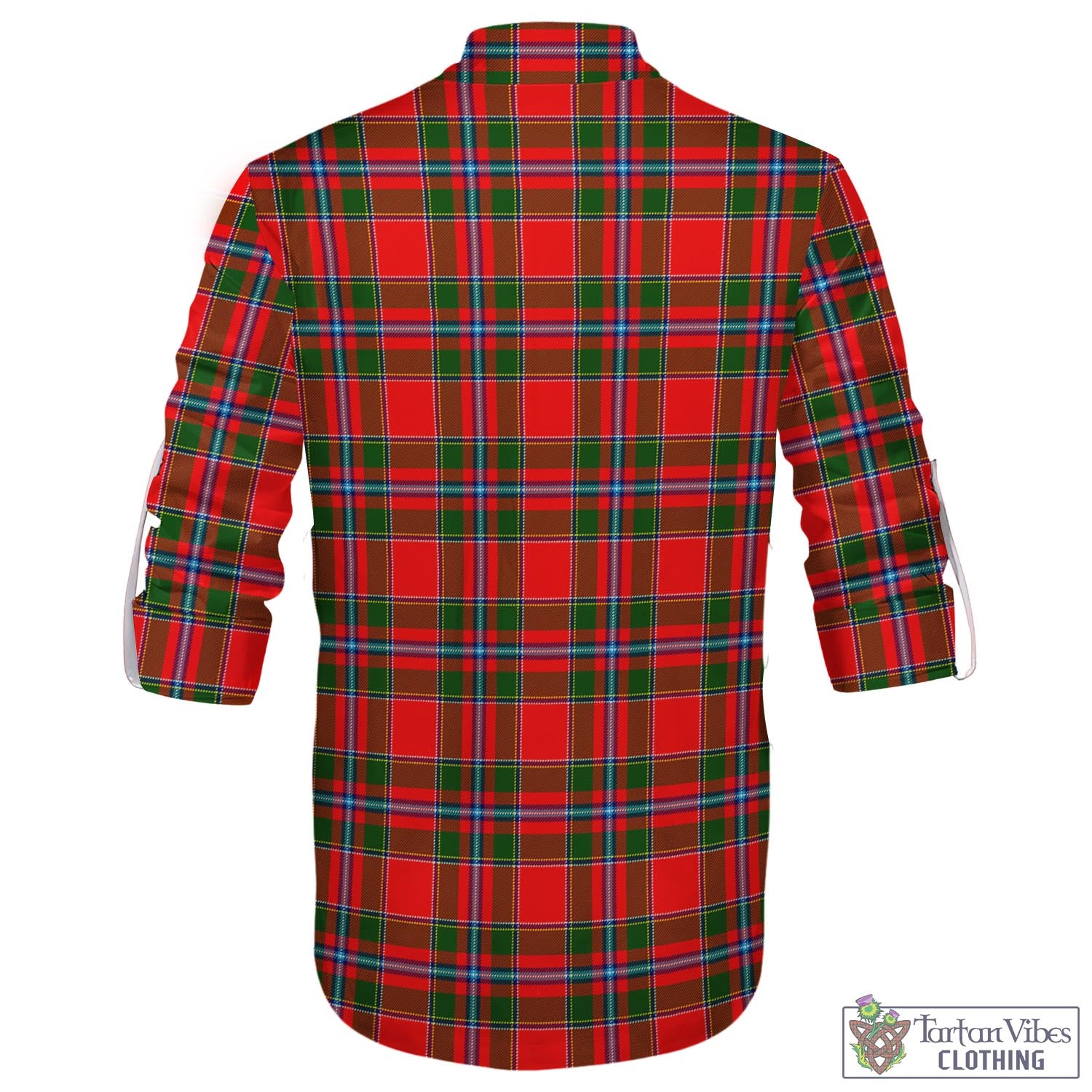 Tartan Vibes Clothing Butter Tartan Men's Scottish Traditional Jacobite Ghillie Kilt Shirt with Family Crest