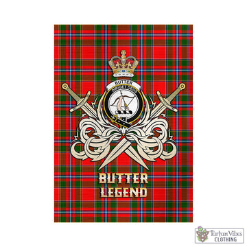 Butter Tartan Garden Flag with Clan Crest and the Golden Sword of Courageous Legacy