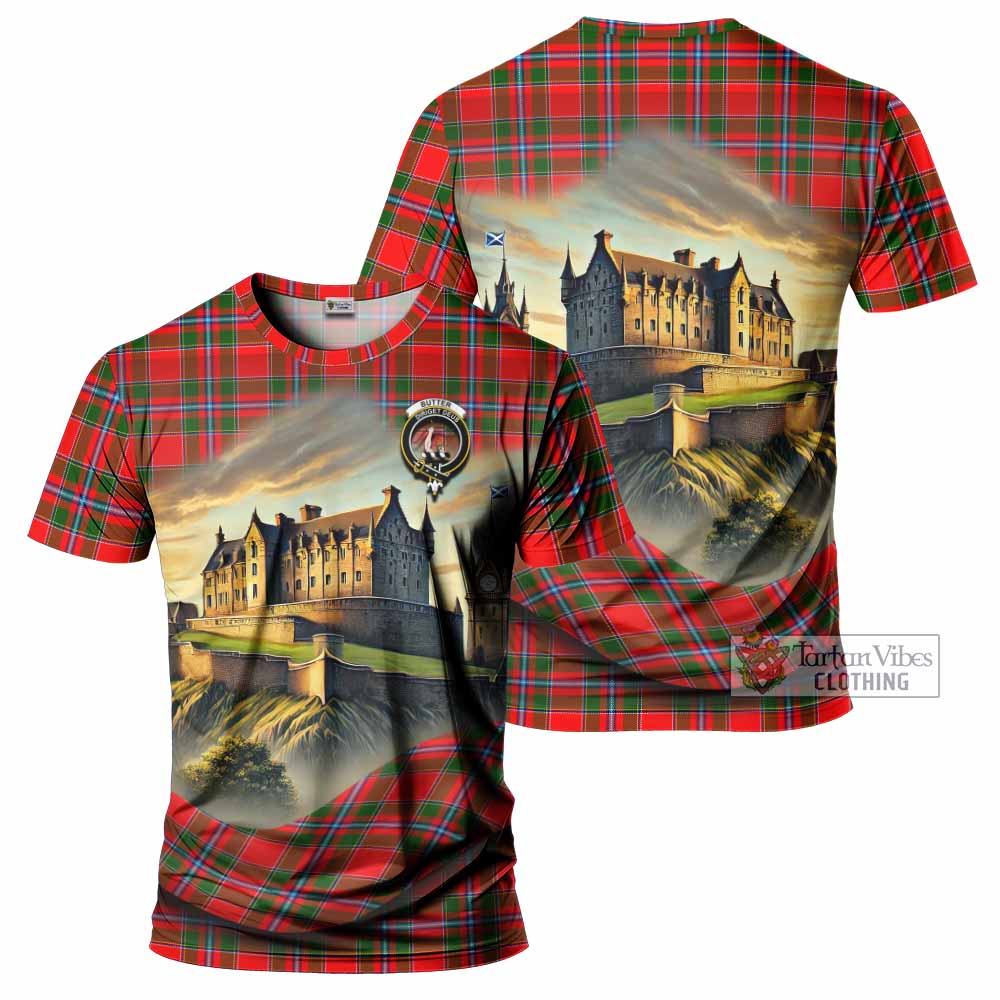 Butter Tartan Family Crest T-Shirt with Scottish Ancient Castle Style - Tartan Vibes Clothing