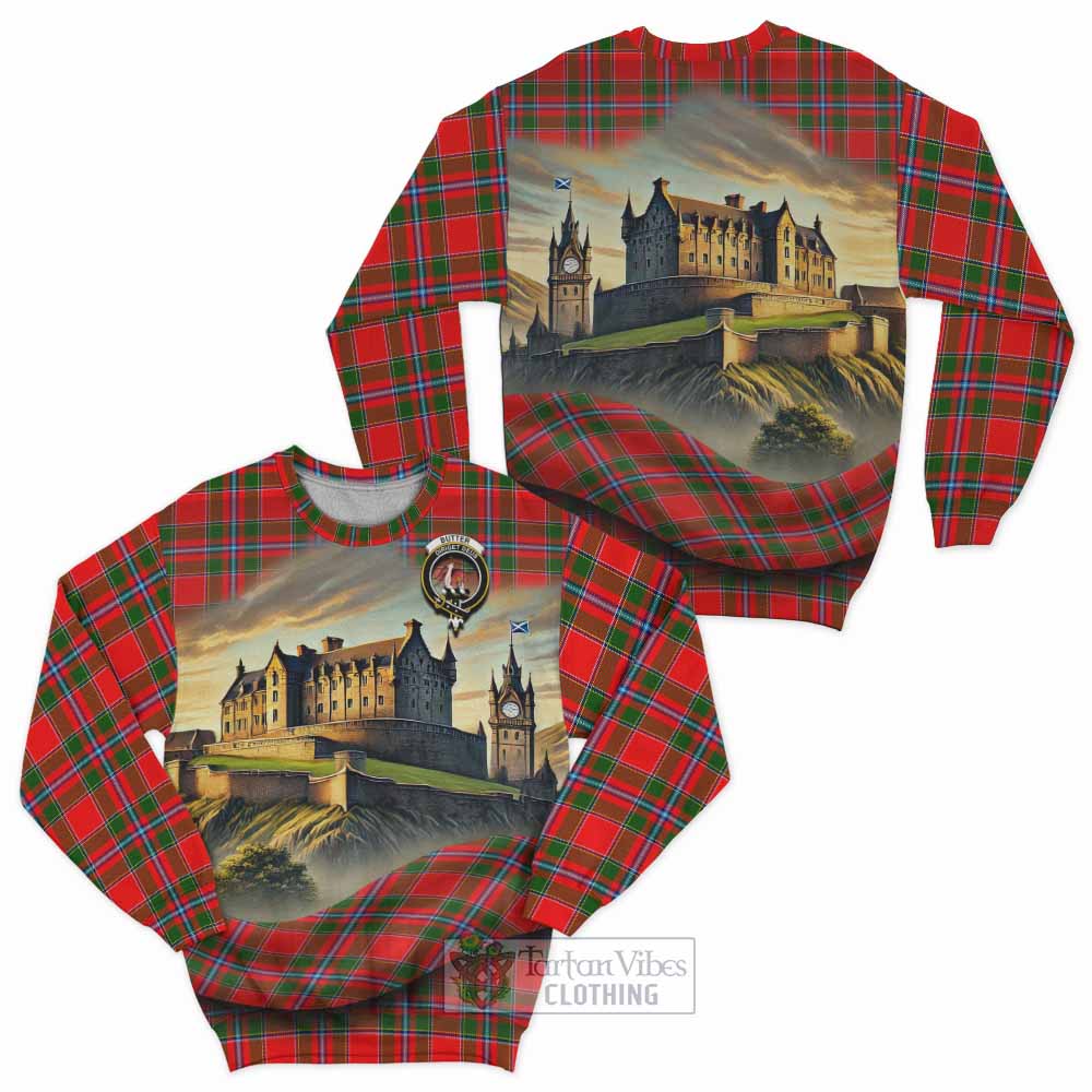 Butter Tartan Family Crest Sweatshirt with Scottish Ancient Castle Style - Tartan Vibes Clothing