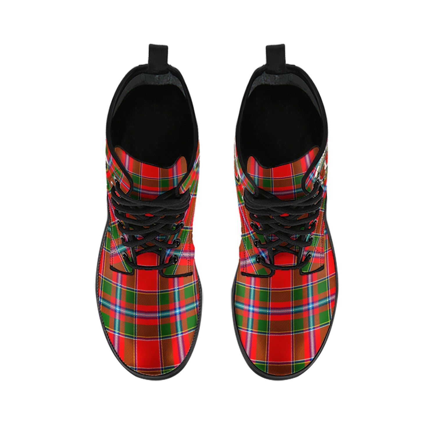 Butter Tartan Leather Boots with Family Crest - Tartan Vibes Clothing