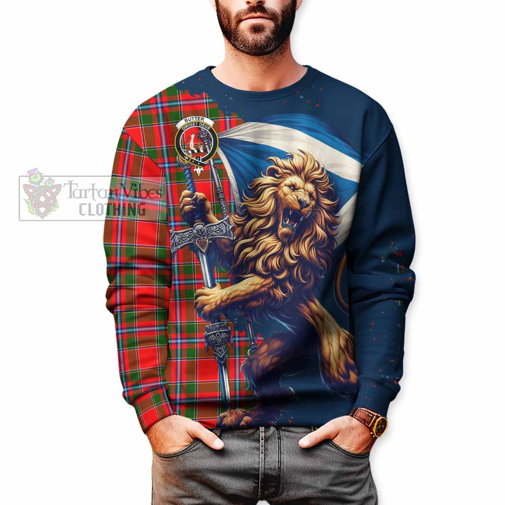 Butter Tartan Family Crest Sweatshirt with Scottish Majestic Lion - Tartan Vibes Clothing