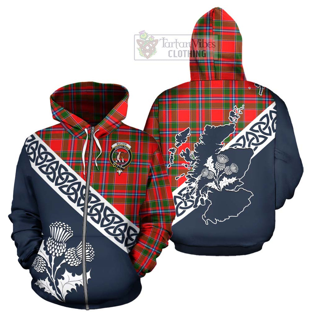 Butter Tartan Hoodie Featuring Thistle and Scotland Map - Tartan Vibes Clothing